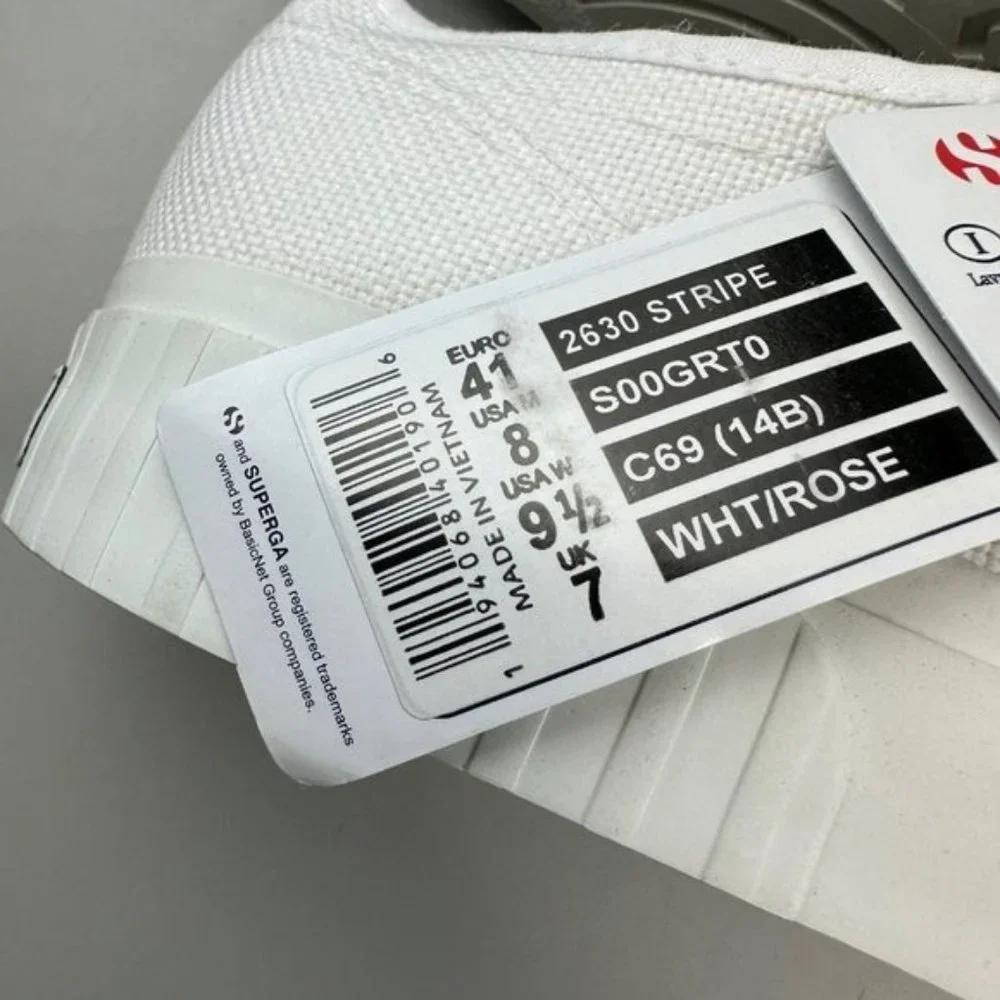 Superga 2630 COTU Canvas Sneaker in White & Rose - Picture 4 of 7